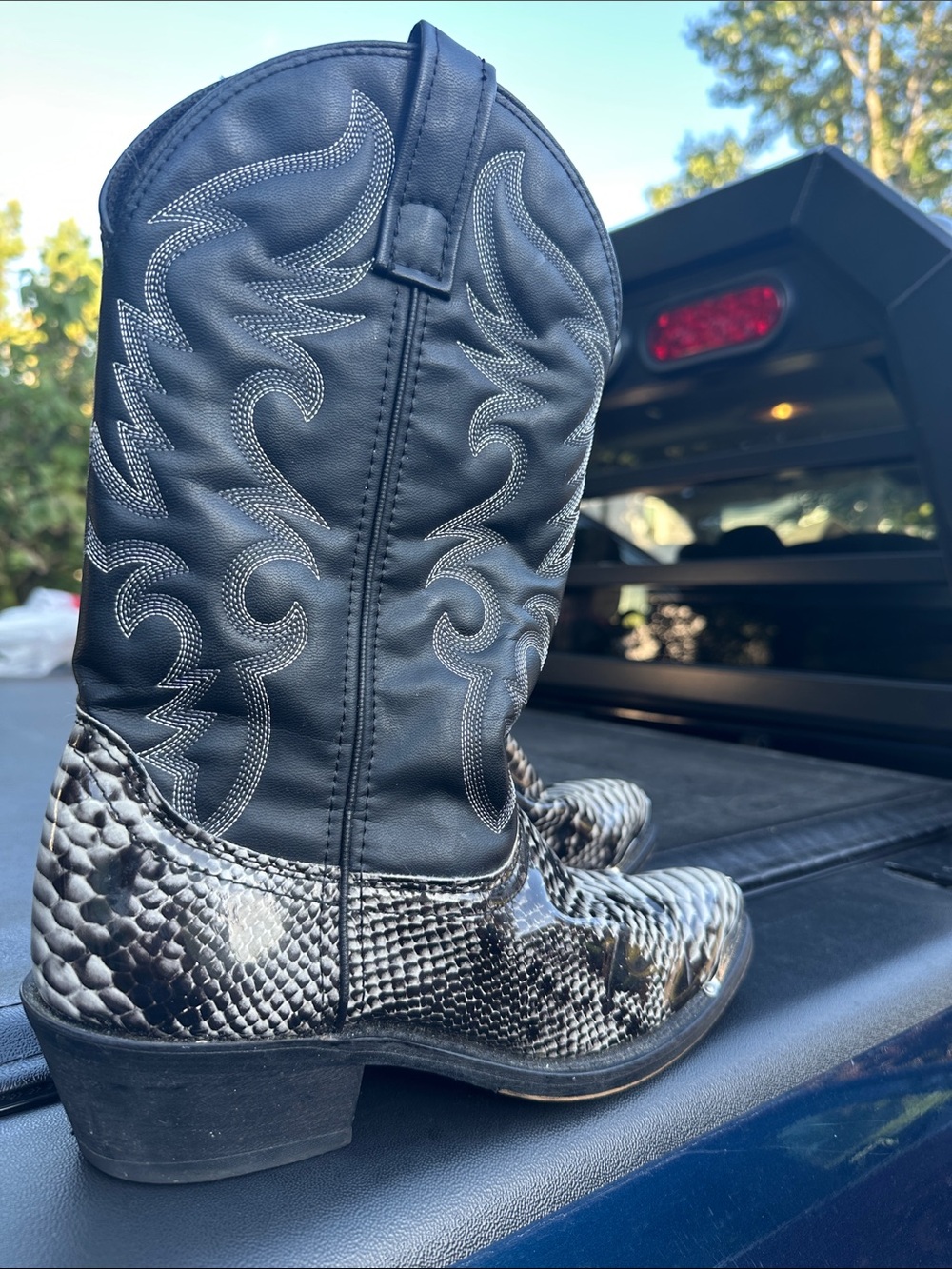 Laredo Black Western Boots with Snakeskin Accent